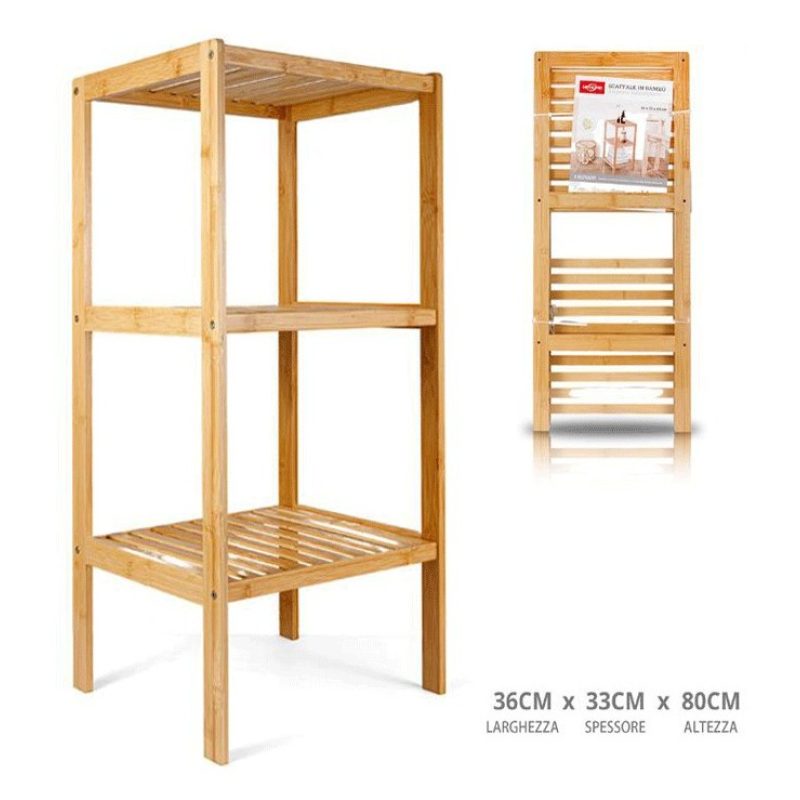 WeHome Scaffale in legno bamboo 3 ripiani dispensa mensole libreria...