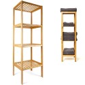 Scaffale in legno bamboo 4 ripiani dispensa mensole libreria bagno espositore