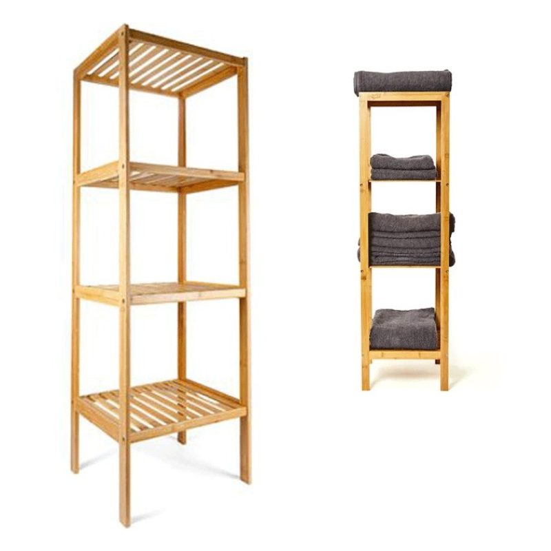 WeHome Scaffale in legno bamboo 4 ripiani dispensa mensole libreria...