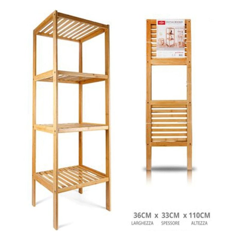 WeHome Scaffale in legno bamboo 4 ripiani dispensa mensole libreria...
