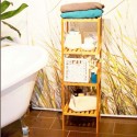 Scaffale in legno bamboo 4 ripiani dispensa mensole libreria bagno espositore