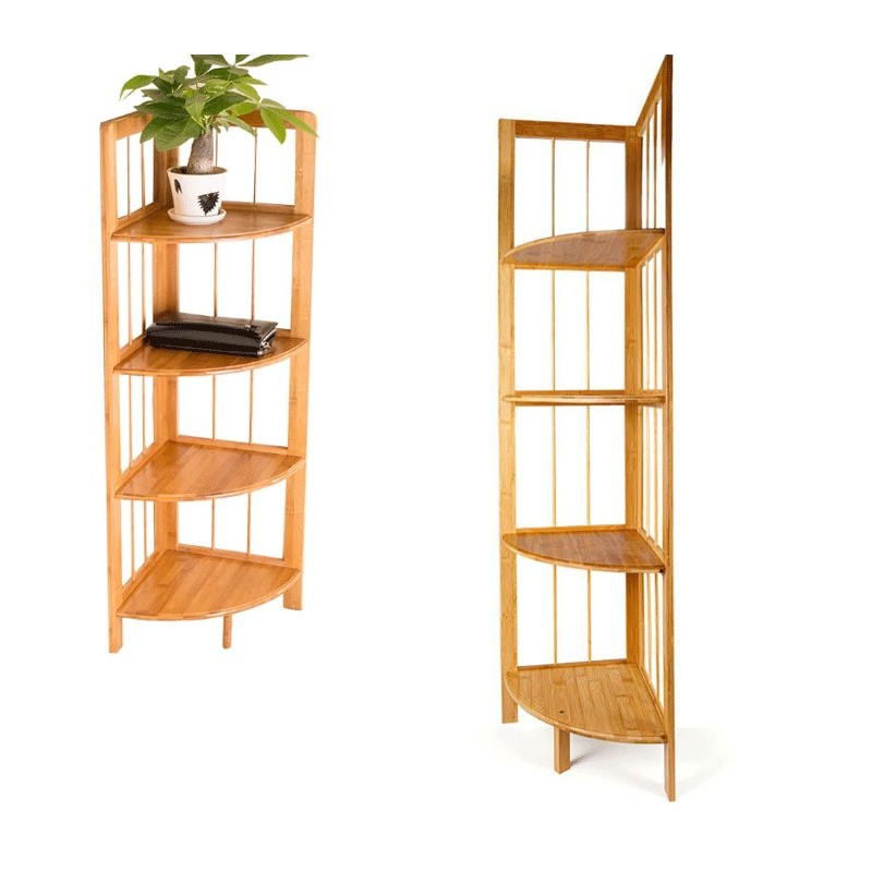 Scaffale in legno bamboo 4 ripiani dispensa mensola libreria angolo espositore