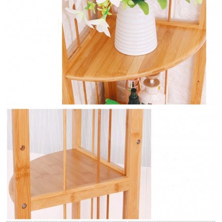 Scaffale in legno bamboo 4 ripiani dispensa mensola libreria angolo espositore