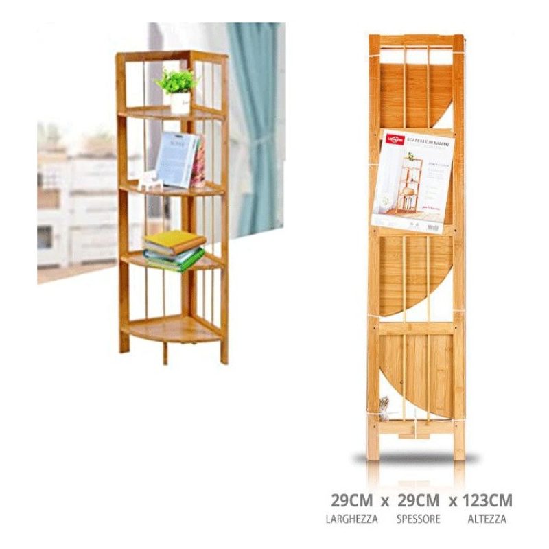 WeHome Scaffale in legno bamboo 4 ripiani dispensa mensola libreria...