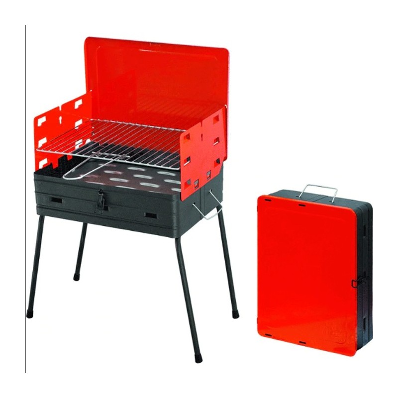 Barbecue Pic nic acciaio con griglia pieghevole richiudibile valigia Campeggio