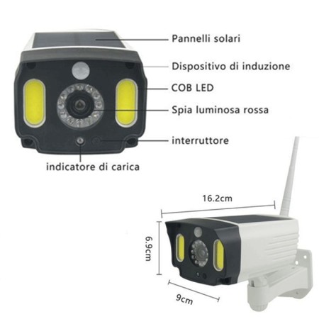 TELECAMERA FINTA PANNELLO SOLARE CON SENSORE DI MOVIMENTO 20 LED FARETTO LUCE