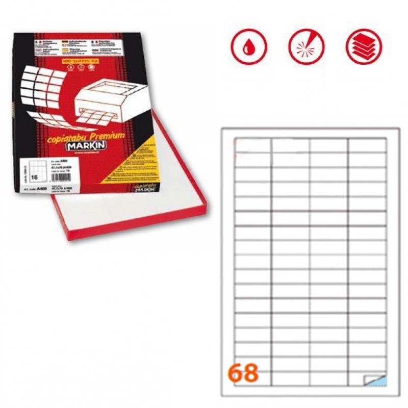 Markin 6800 MARKIN ETICHETTE ADESIVE BIANCHE CON MARGINE 48,5X16,5M...