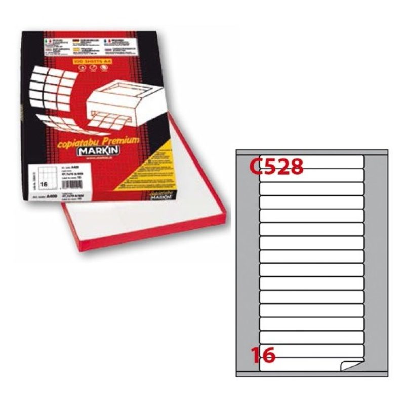 Markin 1600 MARKIN ETICHETTE ADESIVE BIANCHE CON MARGINE 145X17MM C...