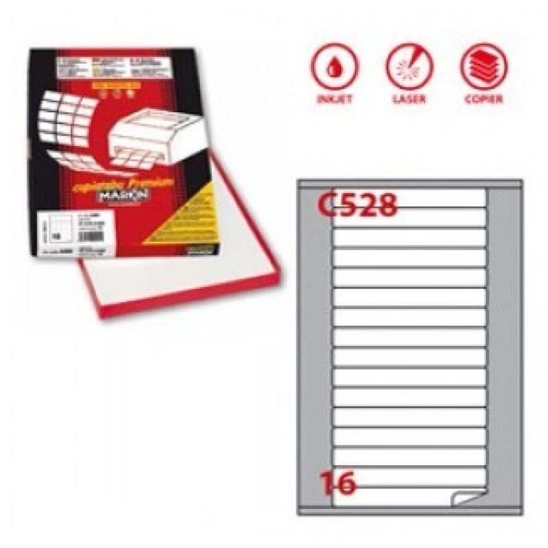 Markin 1600 MARKIN ETICHETTE ADESIVE BIANCHE CON MARGINE 145X17MM C...