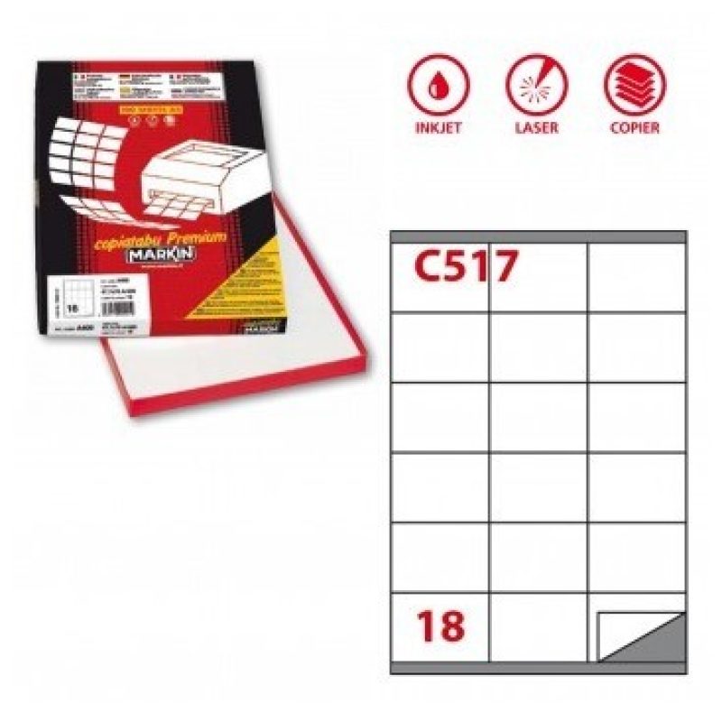 Markin 1800 MARKIN ETICHETTE ADESIVE BIANCHE CON MARGINE 70X48MM C5...