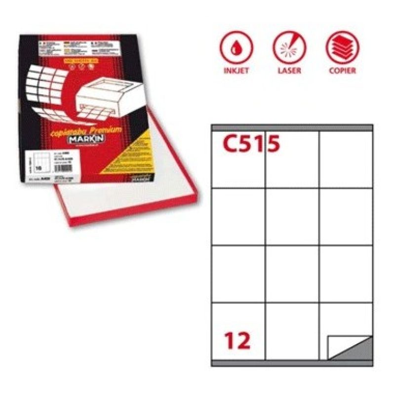 Markin 1200 MARKIN ETICHETTE ADESIVE BIANCHE CON MARGINE 70X72MM C5...