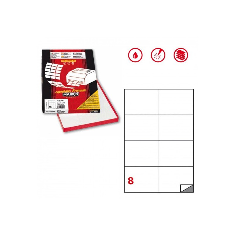 800 MARKIN ETICHETTE ADESIVE BIANCHE SENZA MARGINE 105X74MM C512 PERMANENTI