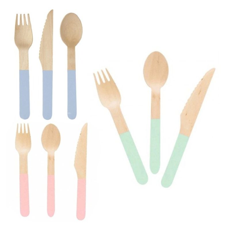 WeHome 24 Set posate monouso in legno cucchiaio forchetta coltello ...
