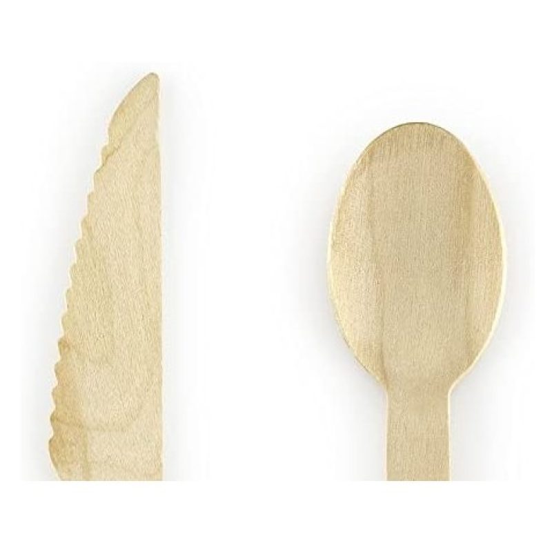 WeHome 24 Set posate monouso in legno cucchiaio forchetta coltello ...