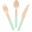 24 Set posate monouso in legno cucchiaio forchetta coltello biodegradabili eco