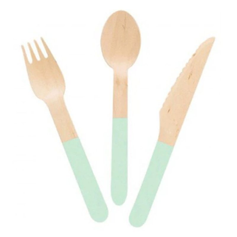 WeHome 24 Set posate monouso in legno cucchiaio forchetta coltello ...
