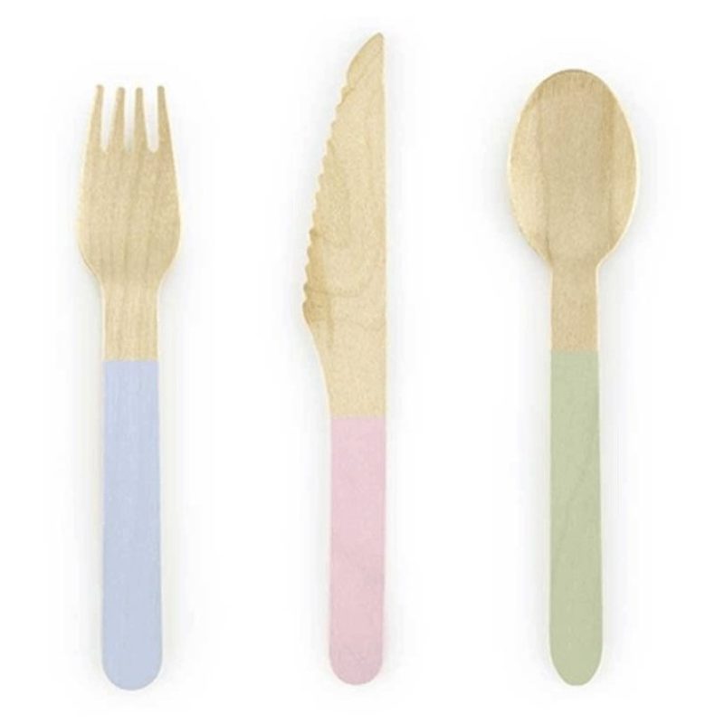 WeHome 24 Set posate monouso in legno cucchiaio forchetta coltello ...
