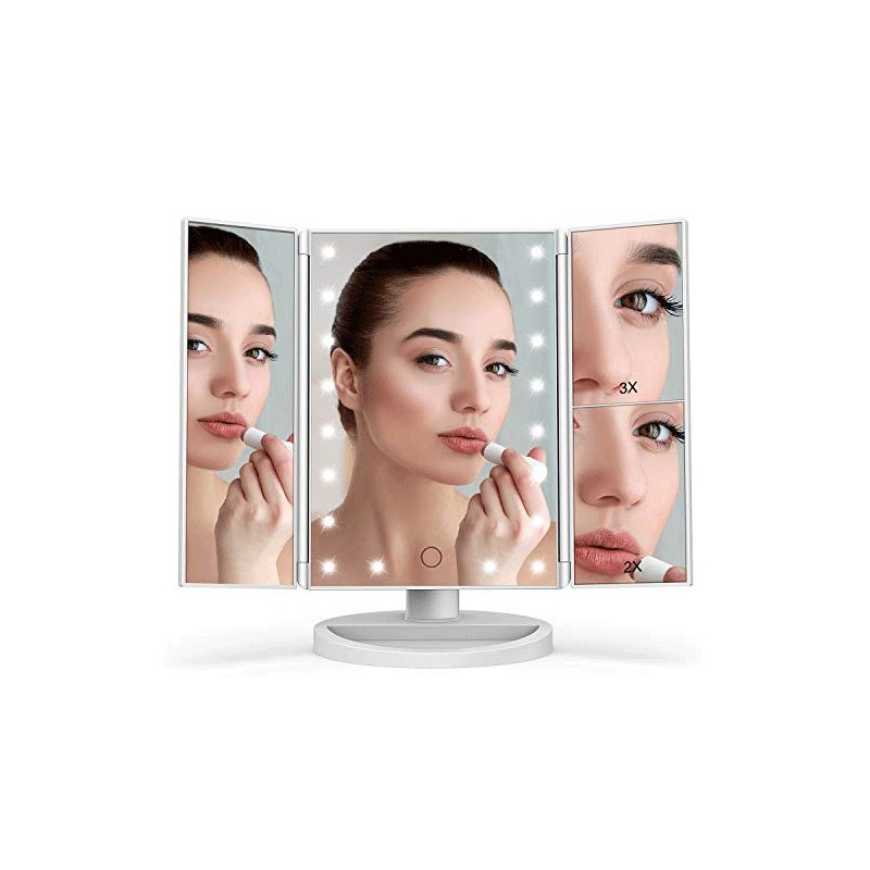 Specchio per trucco con luci regolabile con ingrandimento2x/3x 22LED touch donna