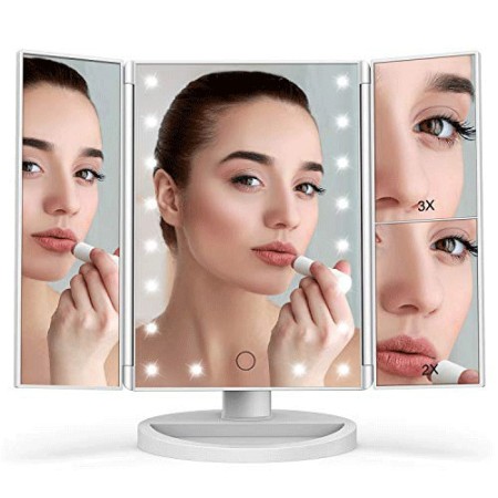 Specchio per trucco con luci regolabile con ingrandimento2x/3x 22LED touch donna