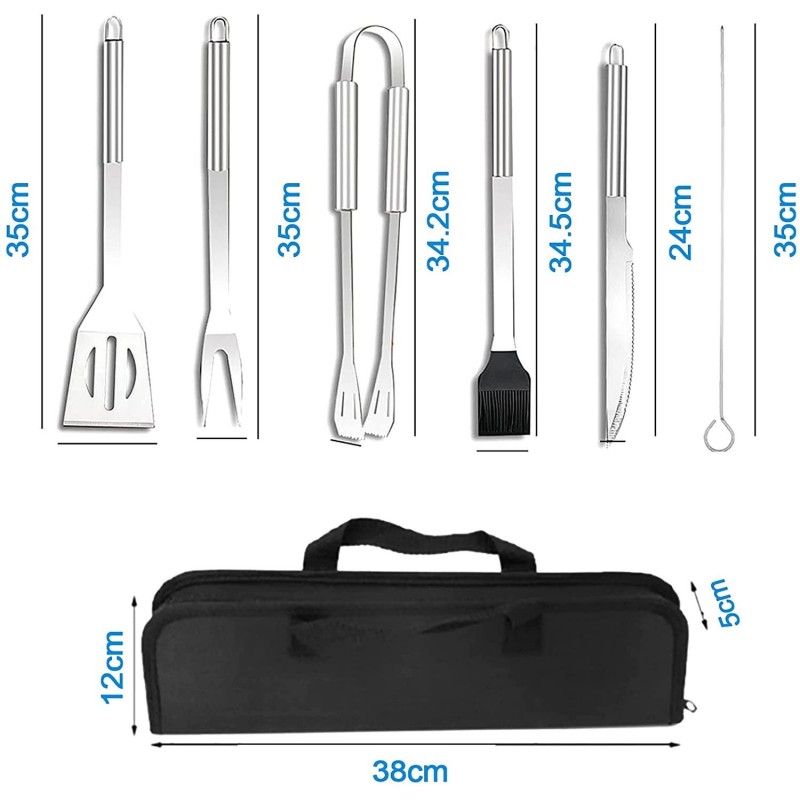 Hongu Kit barbecue set 10 pezzi in acciaio inossidabile griglia est...