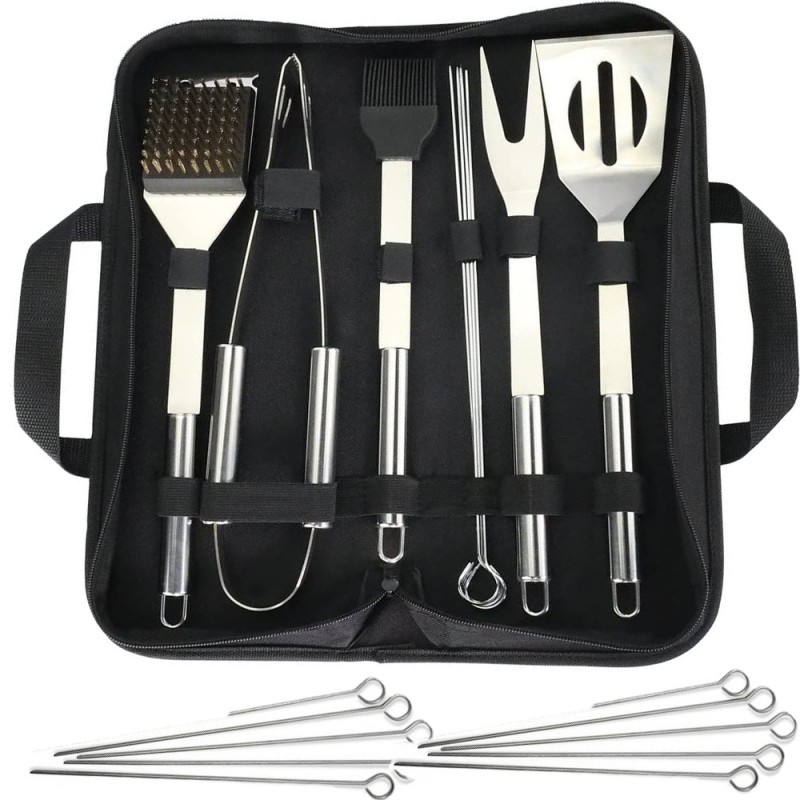 Kit barbecue set 20 pezzi in acciaio inossidabile griglia esterno bbq con borsa