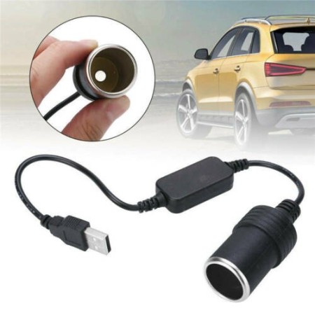 Convertitore con connettore USB maschio da 5V a presa accendisigari femmina 12V