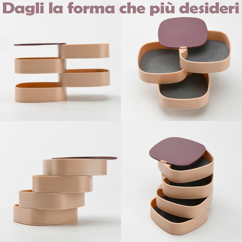 Hongu ORGANIZER PORTAGIOIE E TRUCCO ROTANTE CON SPECCHIO A QUATTRO ...