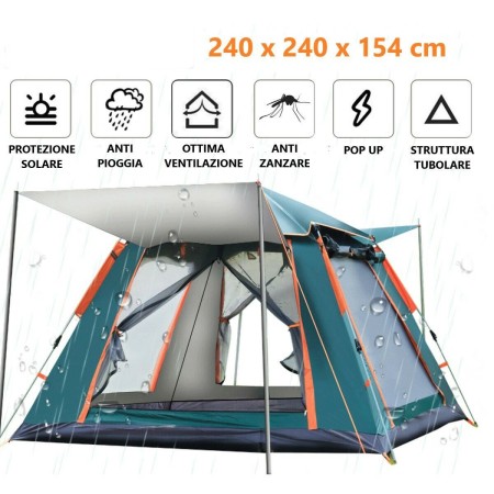 Tenda da campeggio 4 5 posti persone impermeabile automatica Anti-UV zanzariera