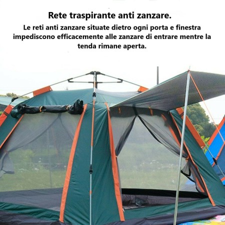 Tenda da campeggio 4 5 posti persone impermeabile automatica Anti-UV zanzariera