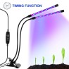 Hongu Lampada Piante coltivazione 2 Teste 360° Flessibile Timer Aut...