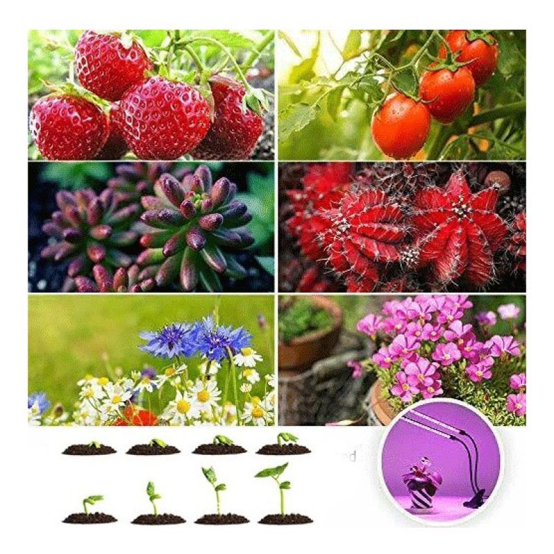 Hongu Lampada Piante coltivazione 2 Teste 360° Flessibile Timer Aut...
