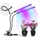 Lampada Piante coltivazione 2 Teste 360° Flessibile Timer Automatico 40 led 20W