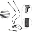 Lampada Piante coltivazione 2 Teste 360° Flessibile Timer Automatico 40 led 20W