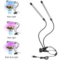 Lampada Piante coltivazione 2 Teste 360° Flessibile Timer Automatico 40 led 20W