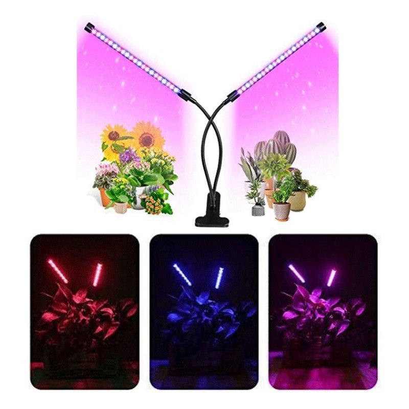 Hongu Lampada Piante coltivazione 2 Teste 360° Flessibile Timer Aut...