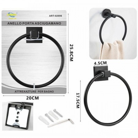 Anello Porta Asciugamano Asciugamani Ospite accessori appendi muro parete nero