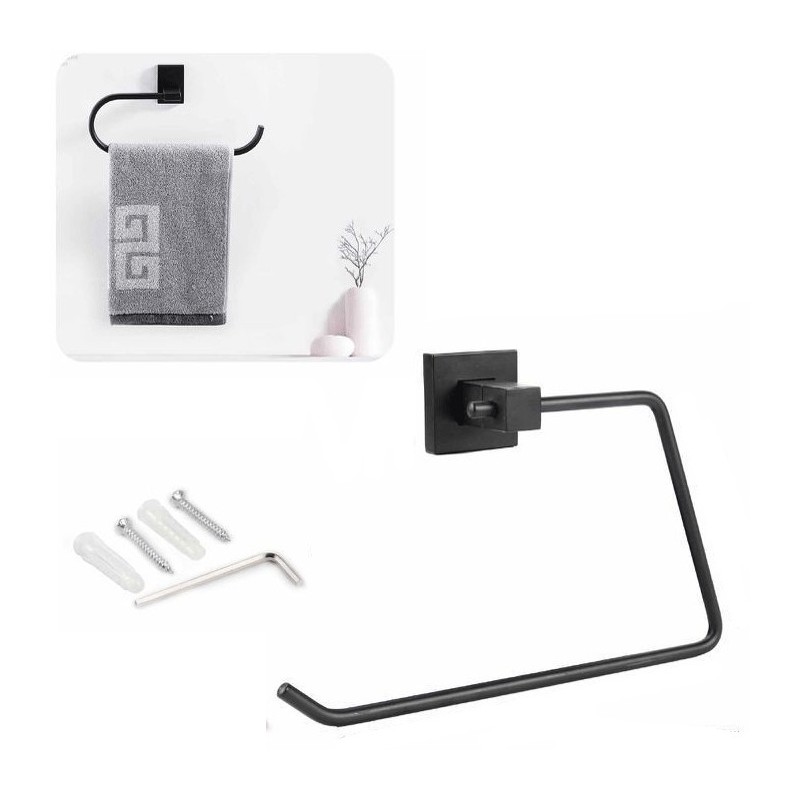 Porta Asciugamano Asciugamani Quadrato Ospite accessori appendi muro parete nero