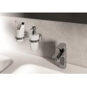 BICCHIERE CON SUPPORTO BAGNO PORTA SPAZZOLINO DENTI MURO CASA NERO 02101 acciaio