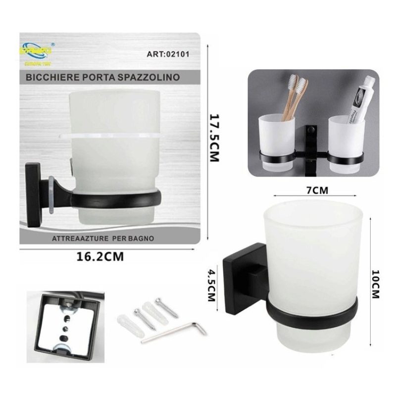 DRIWEI BICCHIERE CON SUPPORTO BAGNO PORTA SPAZZOLINO DENTI MURO CAS...