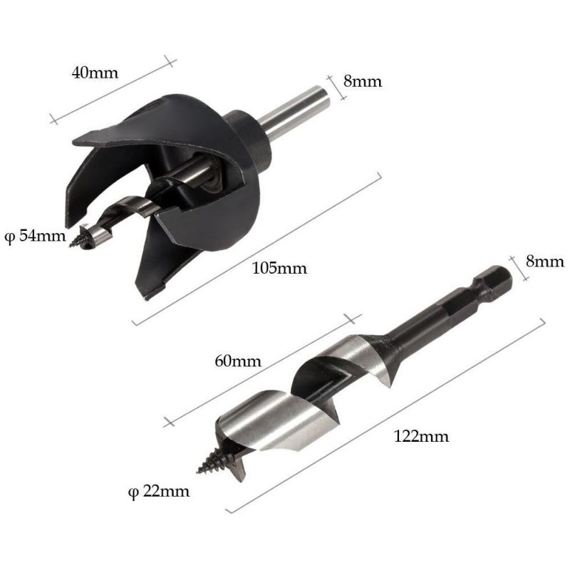 Set Punta trapano fresa legno a tazza con 2 punte e tazza Drill Cutter fai da te