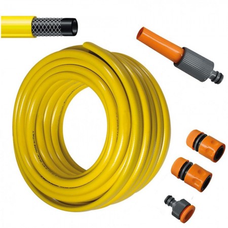 TUBO 5/8" ACQUA IRRIGAZIONE PER GIARDINO 3 STRATI GIALLO 20 METRI ACCESSORI