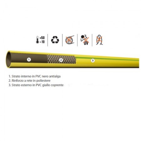 TUBO 5/8" ACQUA IRRIGAZIONE PER GIARDINO 3 STRATI GIALLO 20 METRI ACCESSORI