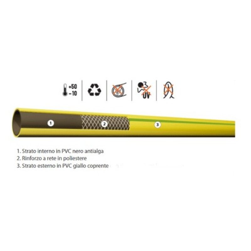 TUBO 5/8" ACQUA IRRIGAZIONE PER GIARDINO 3 STRATI GIALLO 20 METRI A...