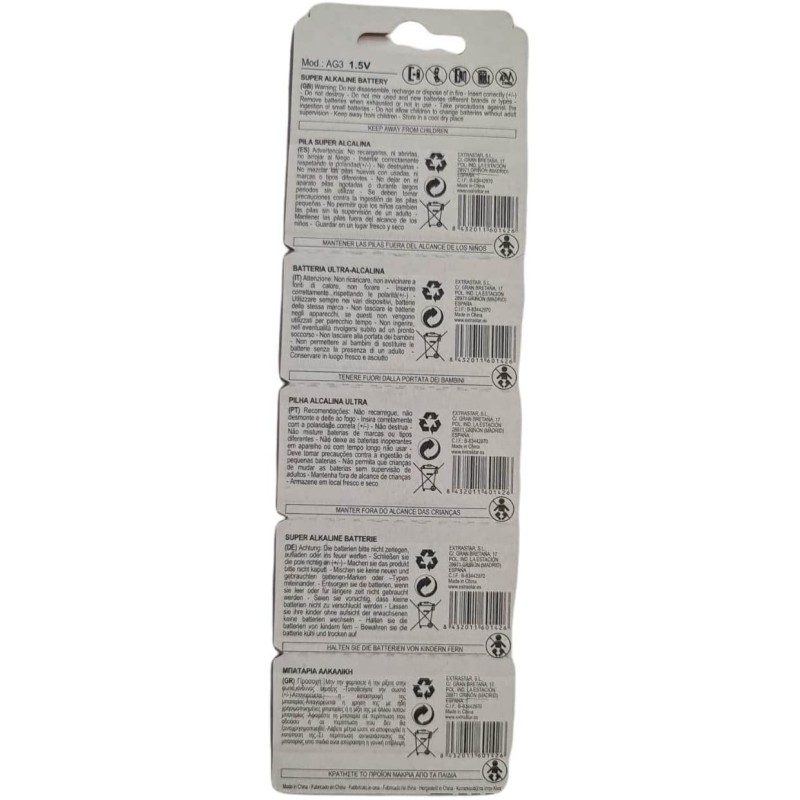 ExtraStar 40 PILE BATTERIE A BOTTONE AG4 1,5v 377A SR66 LR626 SG4 S...