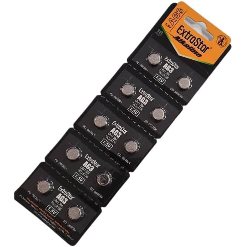 ExtraStar 40 PILE BATTERIE A BOTTONE AG3 1,5v LR41 LR736 384 192 39...