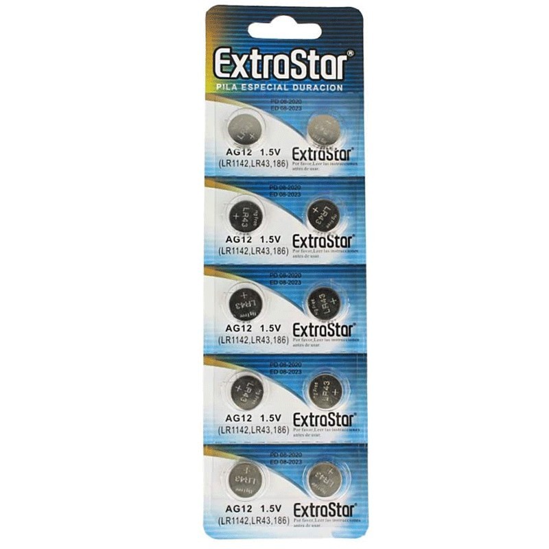 ExtraStar 40 PILE BATTERIE A BOTTONE AG12 1,5v SR43 LR1142 SR1142 3...