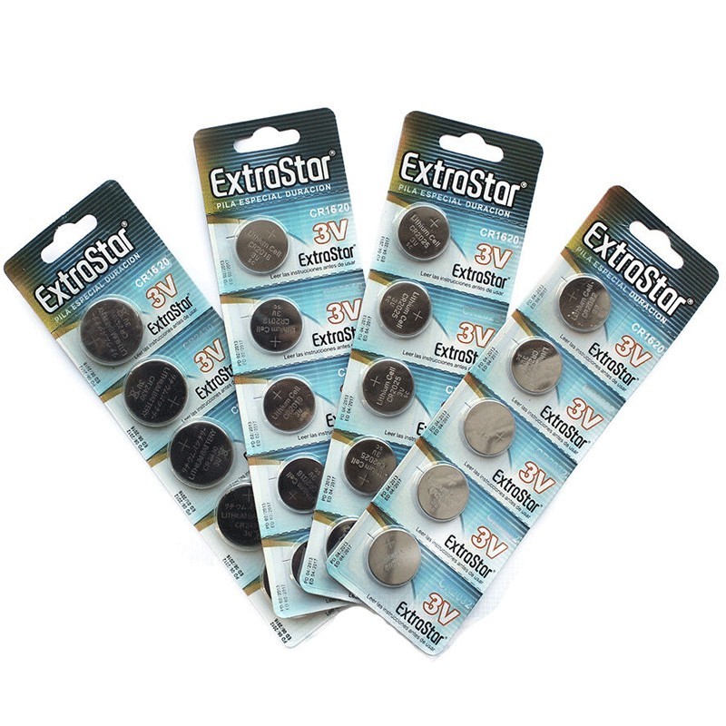 20X BATTERIE A BOTTONE PILE CR1620 3V LITIO EXTRASTAR CR 1620 PILA BATTERIA