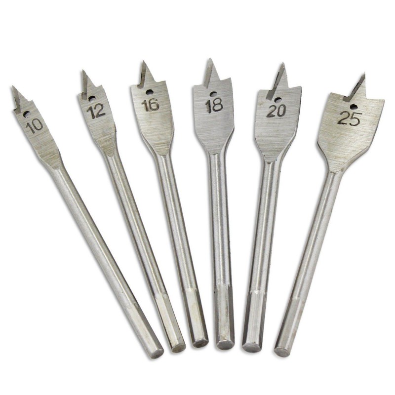Set punte trapano piatte legno 10 12 16 18 20 25 mm foro attrezzi punte Drill