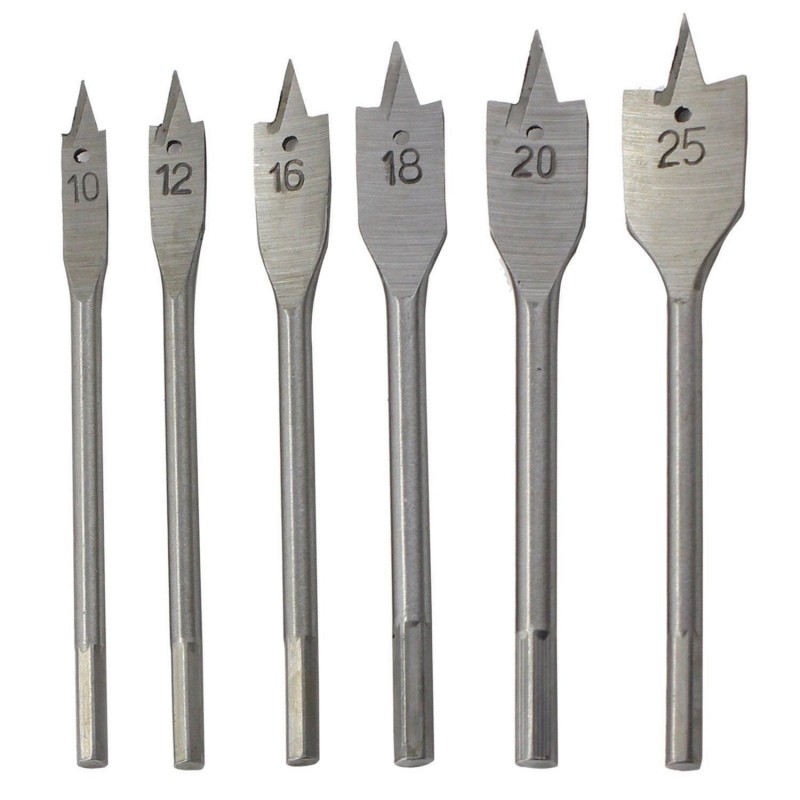 Set punte trapano piatte legno 10 12 16 18 20 25 mm foro attrezzi punte Drill