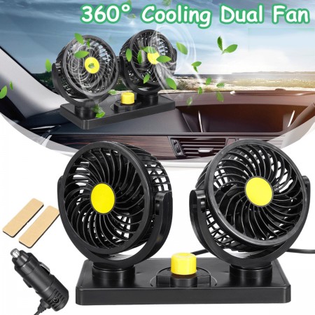 DOPPIO VENTILATORE PER AUTO CAMION CAMPER FURGONE 12V REGOLABILE ARIA FRESCA